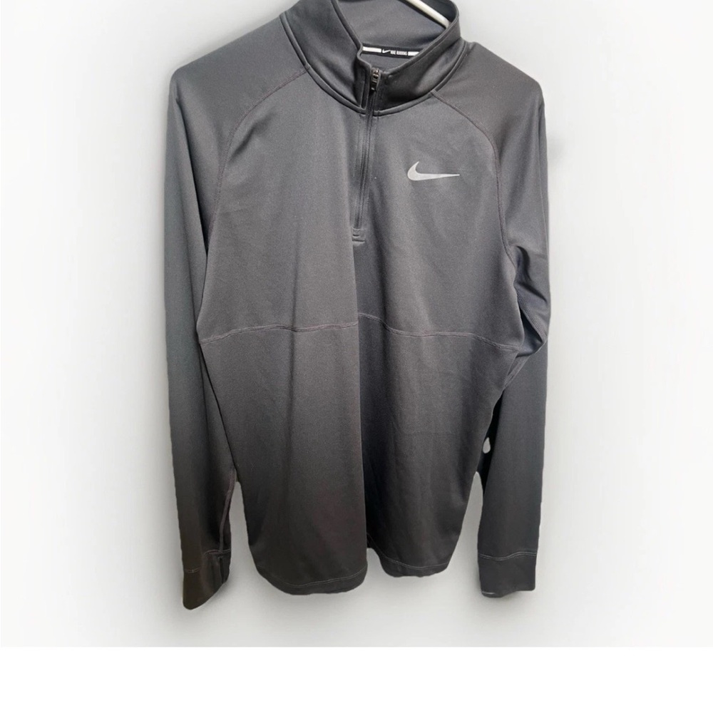 Nike Men's Running Gray Dri-fit Quarter Zip, Large